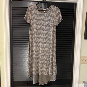 LuLaRoe “Carly” Black and Grey Dress Size XXS